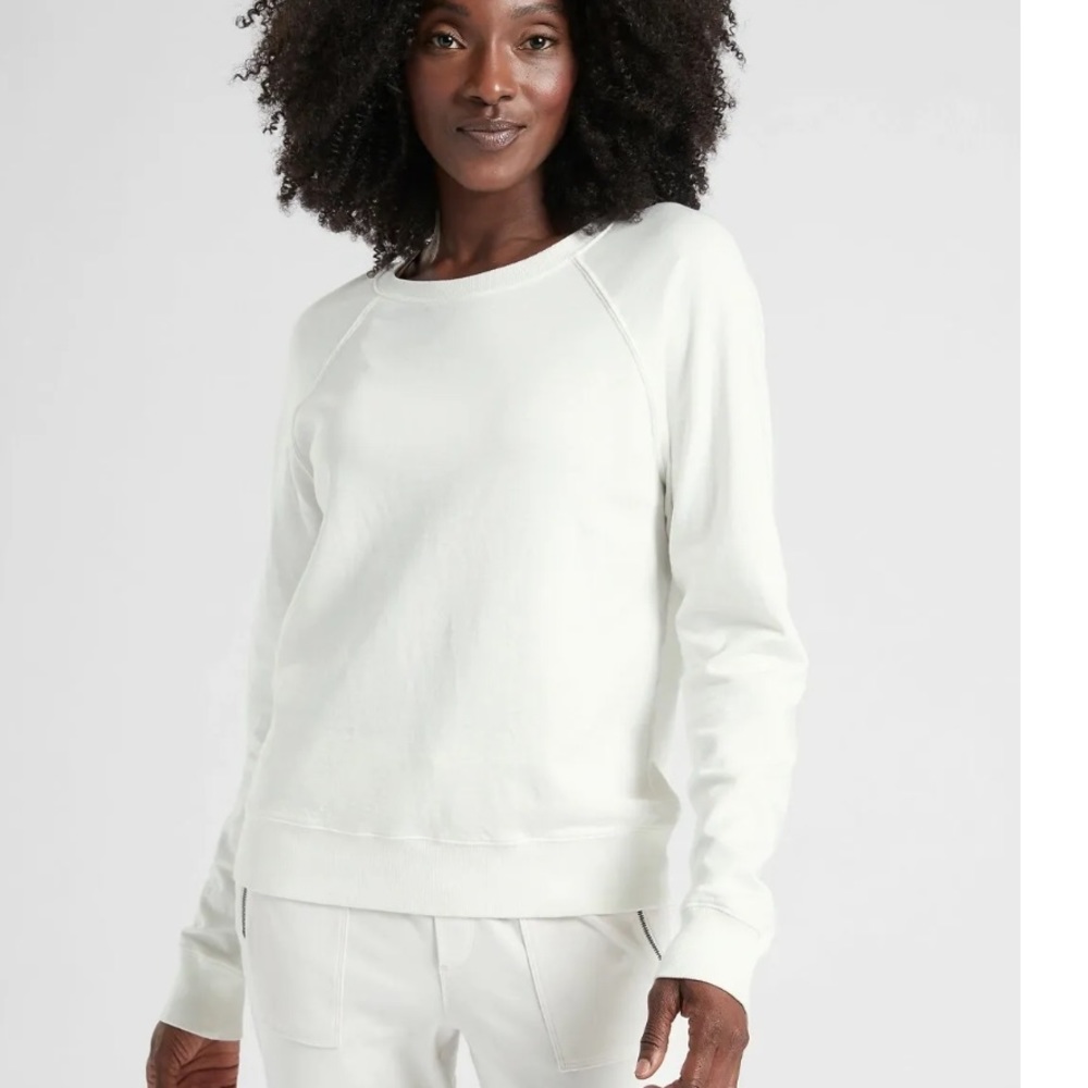 Athleta Sundown Sweatshirt, Calla Lily, SIZE Medium Tall